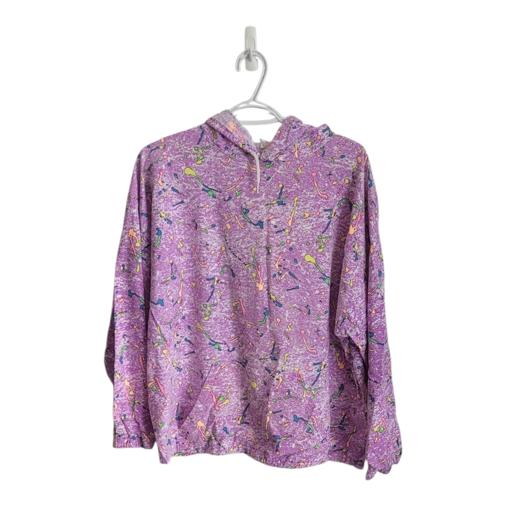 Vintage Purple Paint SplatterPatterned Hoodie Made In Canada S/M  Cottagecore